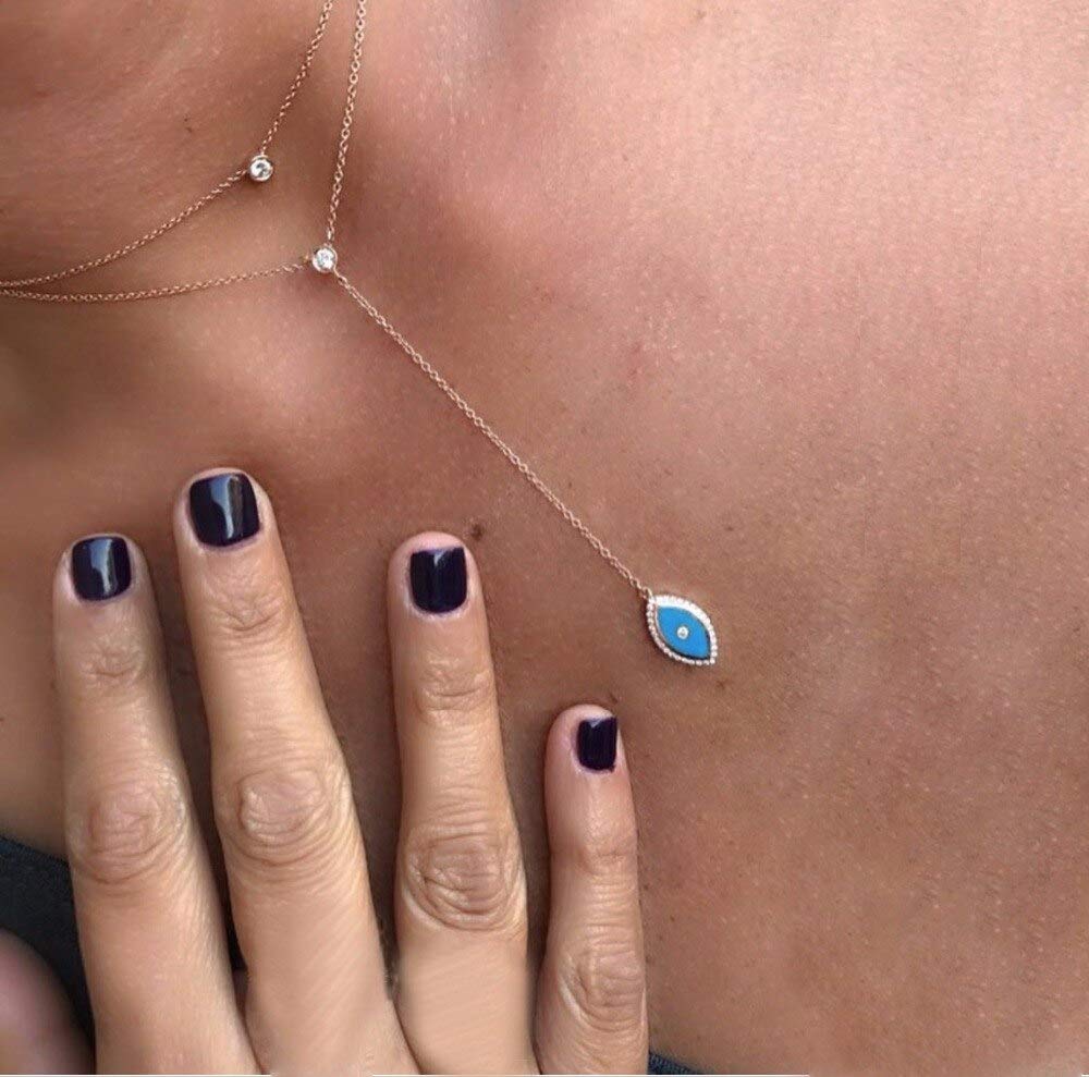 925 Sterling Silber Damen Elegent Halskette Double Layer Delicate Emaille Lariat Halskette