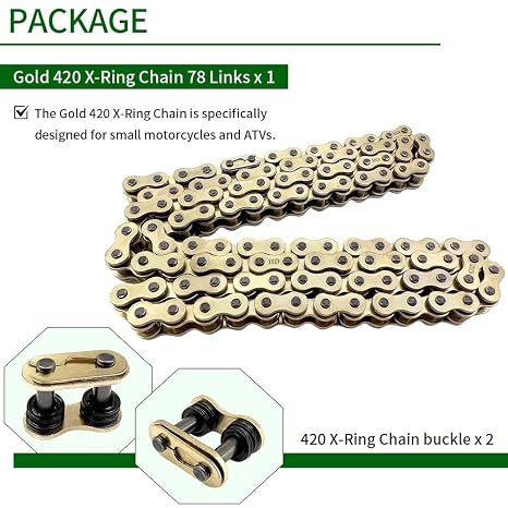 Gold 420 X-Ring Chain 78 Links - Universal Fit for Honda, Kawasaki, Suzuki