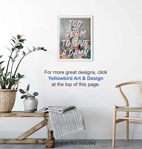 Vista 6 de YELLOWBIRD ART & DESIGN Glam Bathroom Wall Art & Decor - Funny Bathroom Decor - Pink Bath Artwork for Women Woman Teen Girls Girl - Powder room