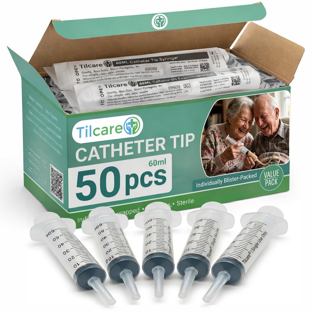 60 mL Syringes Without Needle: 50-Pack Sterile Catheter Tip Feeding Syringe