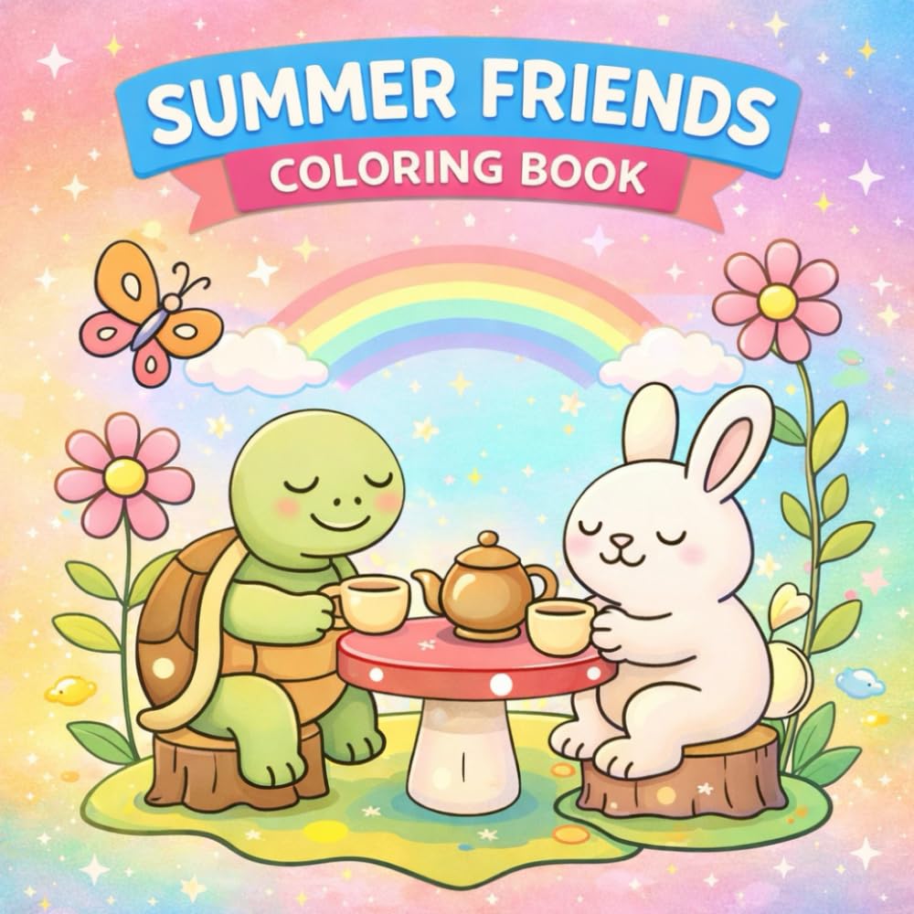 Summer Friends Coloring Book: Adults and Teens Coloring Pages Bold and Easy Designs for Relaxation