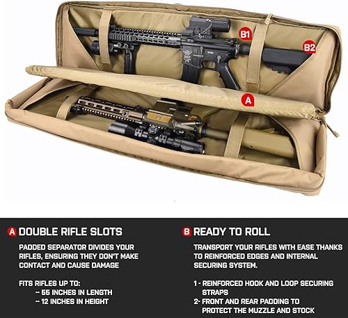 Miniatura 2 de Lancer Tactical 600 Denier poliéster doble carabina suave caso accesorios bolsas MOLLE Webbing secundario arma compartimiento rápido desmontar