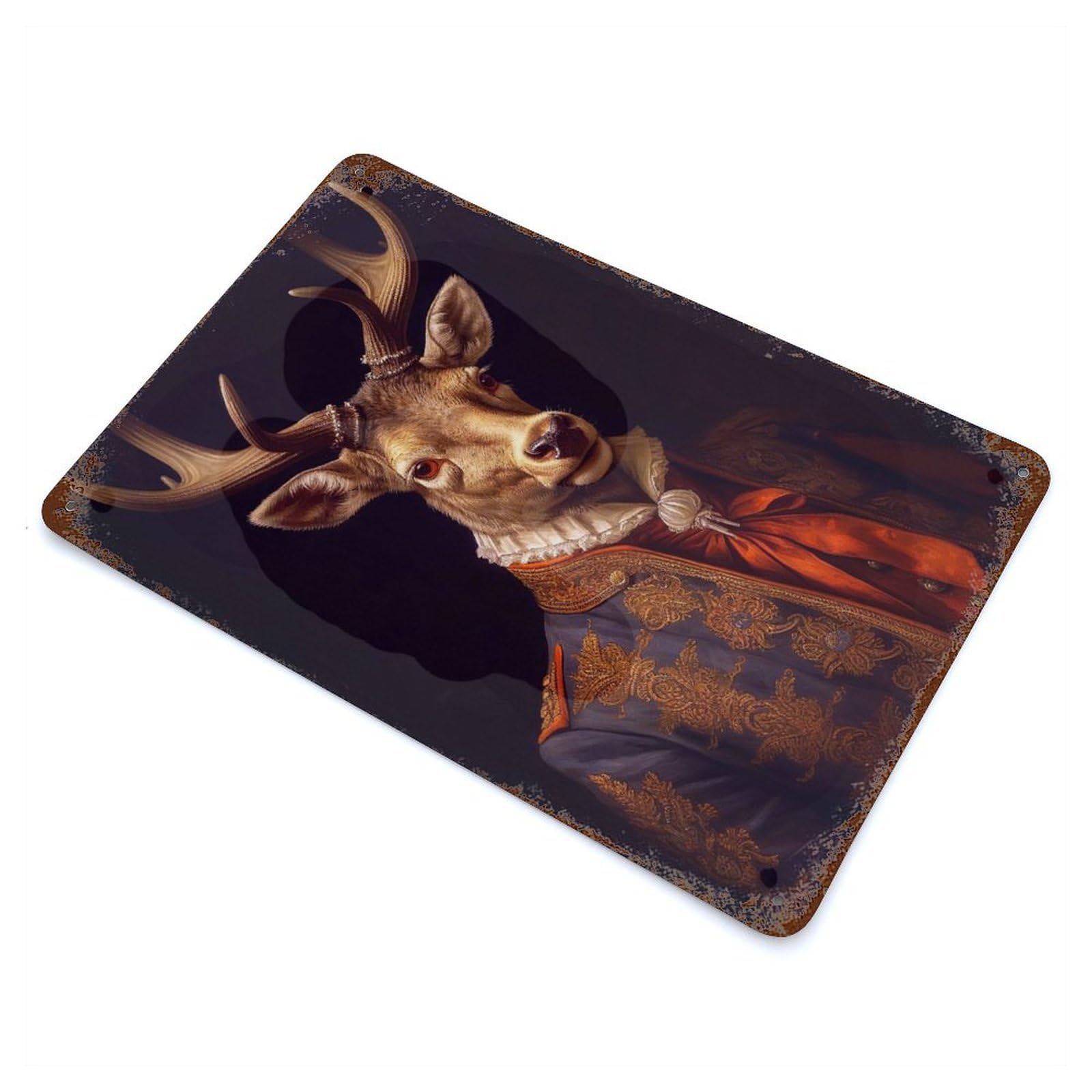 Rust Effect Deer Vintage Rust Metal Sign 11.8"x7.9", Farmhouse Wall Decor for Basement, Hobby Room And Garage Decor