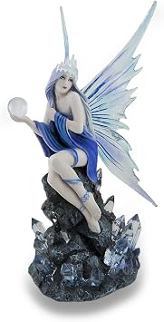 Zeckos Anne Stokes Blue and Purple Stargazer Fairy Statue | 10 In. High, Cast Resin, Clear Resin Wings and Accents, Hand-Painted Finish