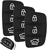 3Pcs 3 Button Key Fob Cover Compatible with Hyundai i40 i30 i20 i10 ix20 ix30 ix35 Santa Fe Tucson Elantra Accent Car Remote Control Flip Key Fob Shell Case Rubber Pad Replacement Black