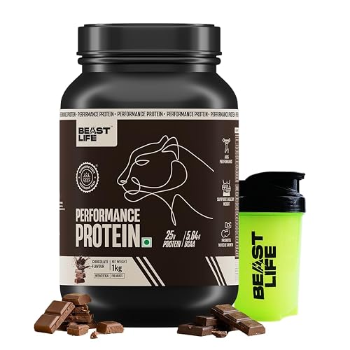 BeastLife Performance Yeast Protein Powder | 25g Protein | Chocolate with Free Shaker|NABL Lab Certified | High Absorption for Muscle Growth |Smooth & Light, Easy to Digest with Ultrasorb Tech|5.64g BCAA | Best For Gut | Beta Glucan | Improves Immune Function | 1 Kg