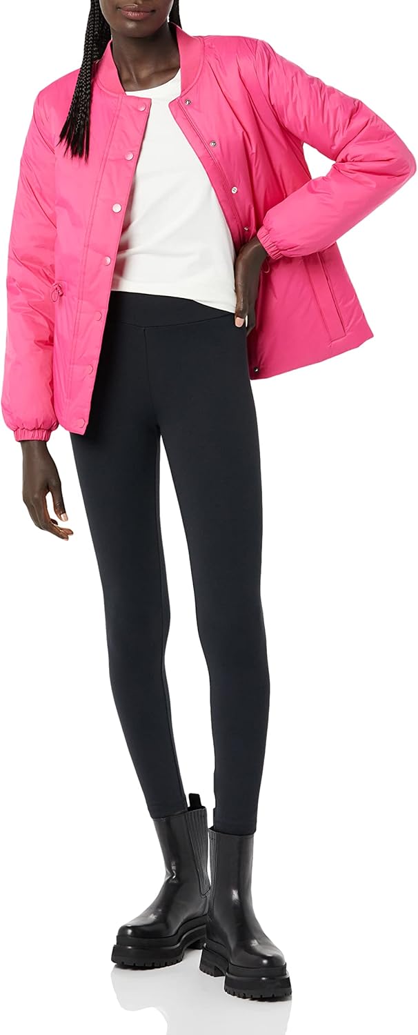 Amazon Essentials Women's Waist Padded Insulated Bomber Jacket, Fall Fashion, Hot Pink, Large