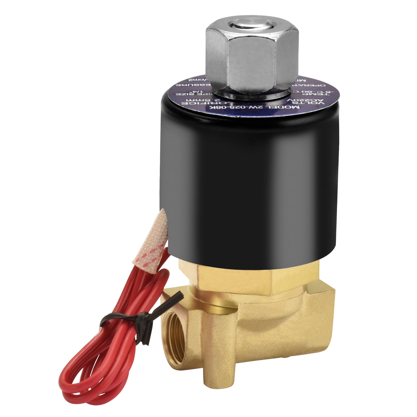 Heschen Black Brass Electric Solenoid Valve 2W-025-08K Pt 1/4 Inch Direct Action Water Normally Open Replacement Valve (Ac220v-No)