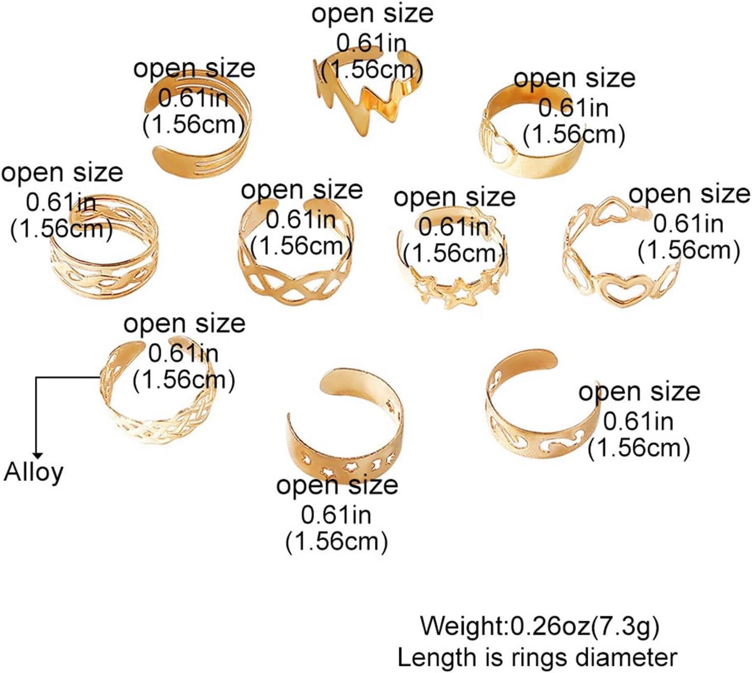 10PCS Gold Toe Rings for Women Adjustable Band Toe Rings Non Tarnish Moon Star Toe Rings Heart InfinityToe Ring Summer Beach Toe Jewelry