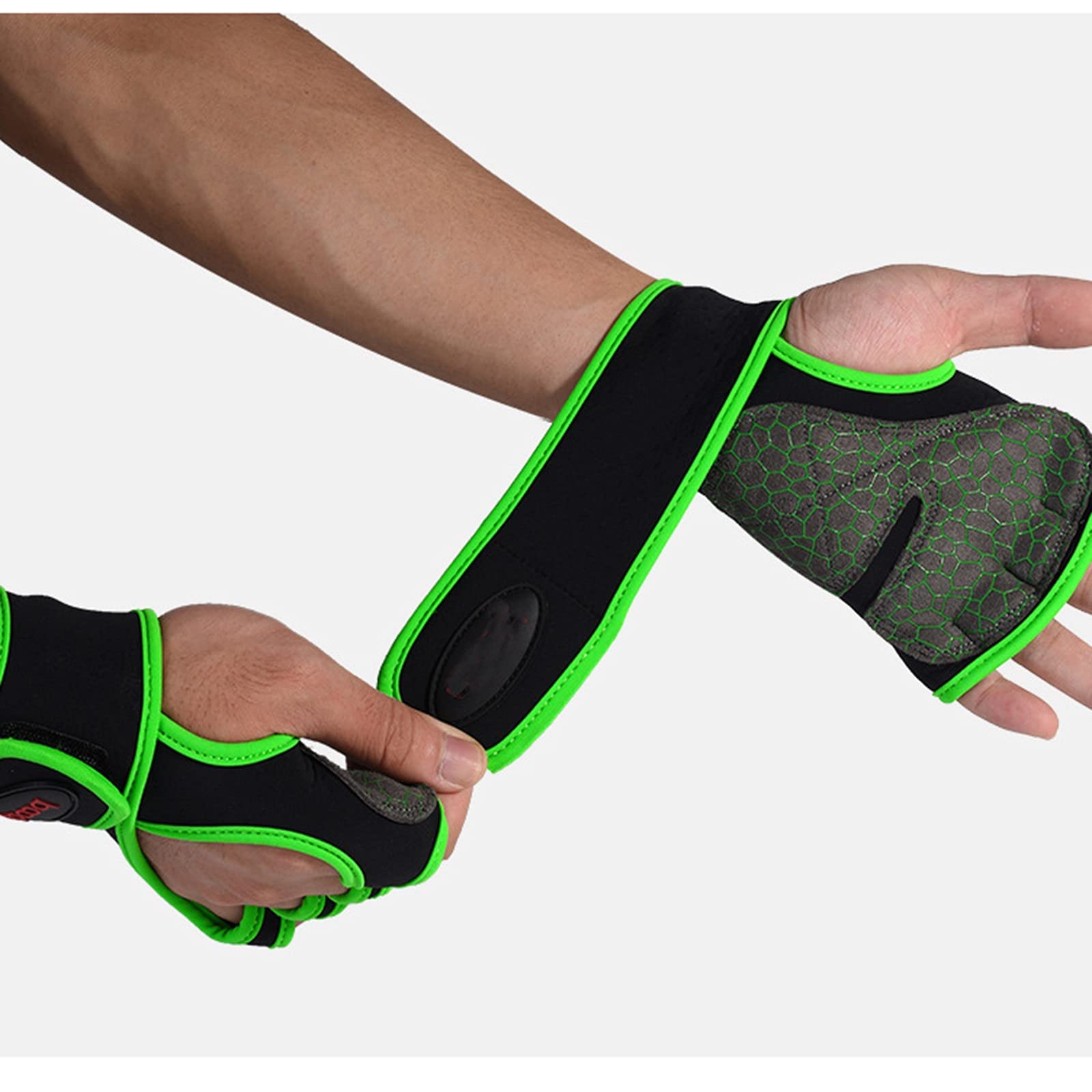 Guanti sportivi, guanti a mezze dita, guanti for sollevamento pesi for allenamento in palestra for donne e uomini, protezione a mezze dita, guanti indossabili, ottima presa per(Red,M)