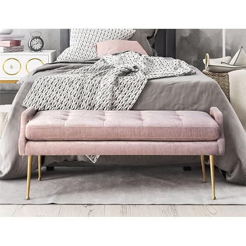 Tov Furniture Eileen Collection Modern Velvet Bench, Wood, Pink #TOP6
