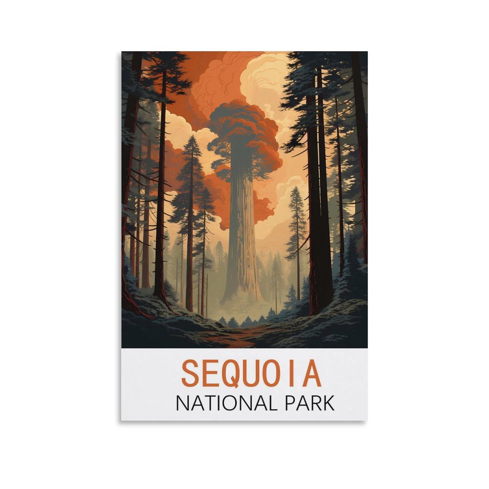 Hsayyiii Unframe-Style Sequoia National Park Vintage Travel Posters 08X12inch(20X30cm) Canvas Art Poster And Wall Art Picture Print Bedroom Decor