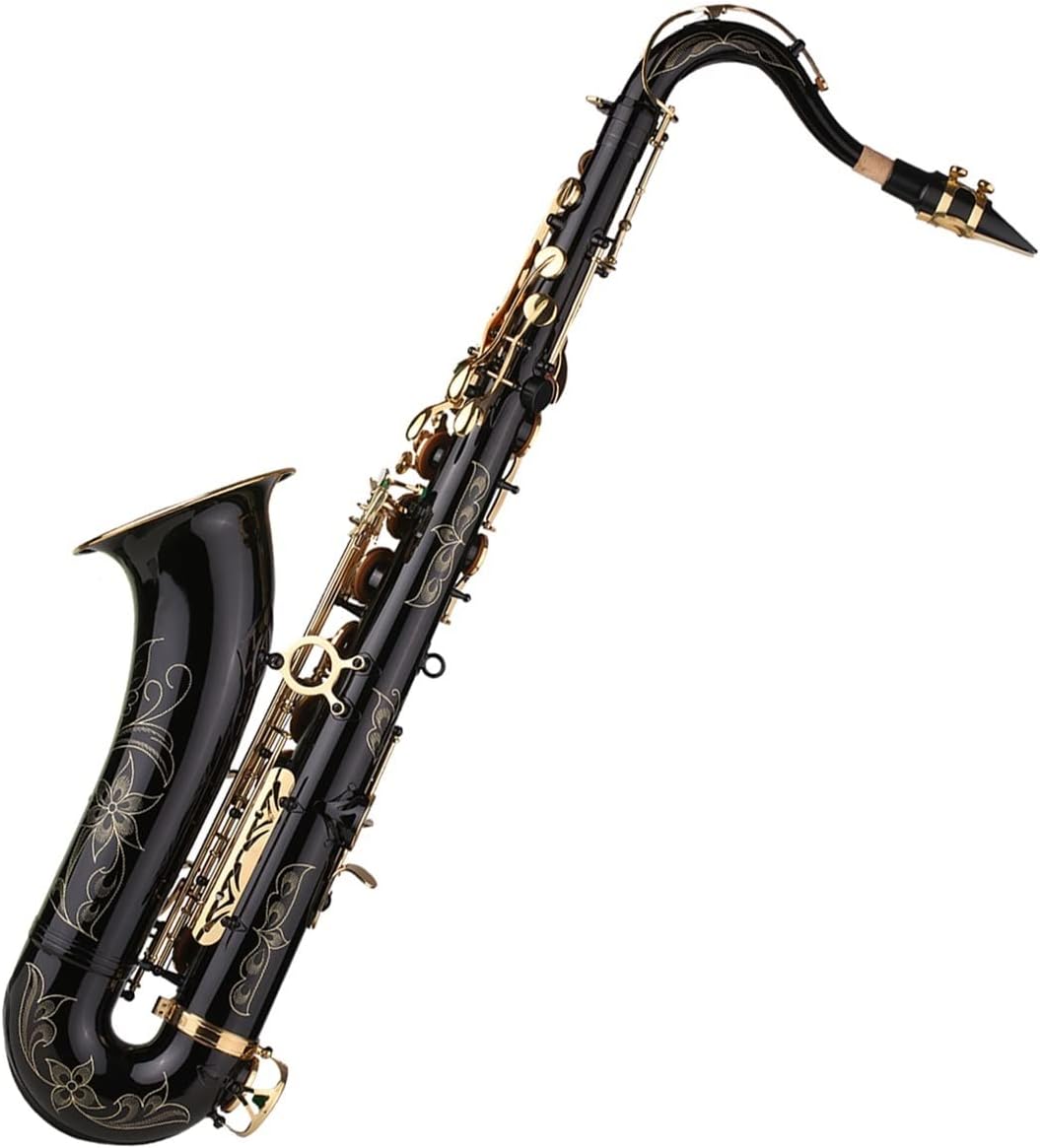 BFlat Tenor Saxophone Bb Black Lacquer Sax with Instrument Case Mouthpiece Reed