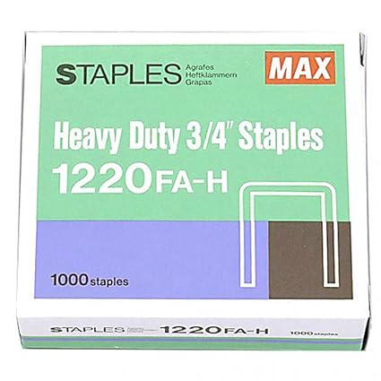 Max Heavy Duty Staples 3 4 Inch 1220FA-H - Box of 1000 Staples