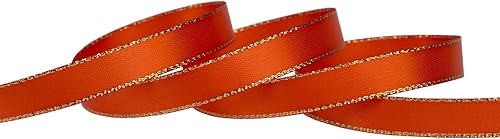 Miniatura 15 de Cinta de satén de doble cara de 3/8 pulgadas con borde dorado de 25 yardas (810-marfil), juego para envoltura de regalos, decoración de fiestas