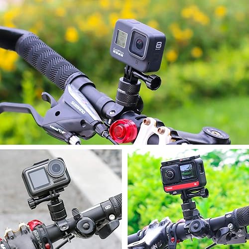 Miniatura 7 de SUREWO Soporte de bicicleta para GoPro Hero 12/11/10/9/8/7/6/5 Negro, GoPro Max, cámara de aluminio para bicicleta, soporte para manillar de