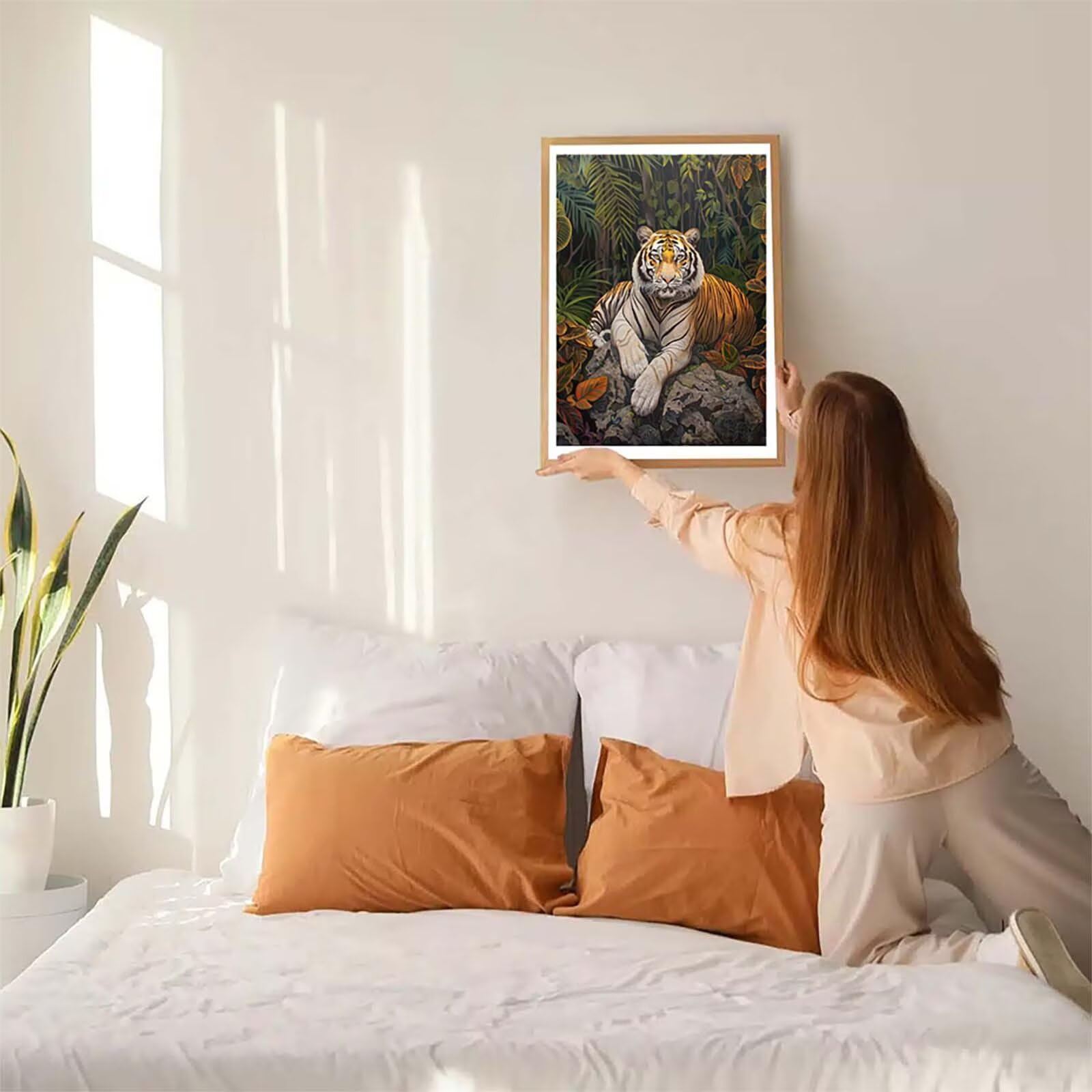 Tigre Diamond Painting Adulti 100x130cm, 5D Diamond Painting Kit 5-1321 | Pianta DIY Disegni con Perline da Attaccare, Kit Pittura Adulti, Diamantini Crystal Art, Decorazioni Casa Regalo Donna