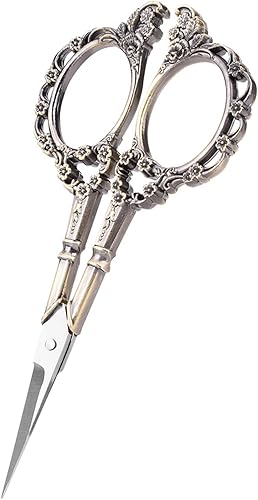 Miniatura 3 de Tijeras de acero inoxidable bordado de costura con patrón de flores vintage para manualidades de costura (bronce)