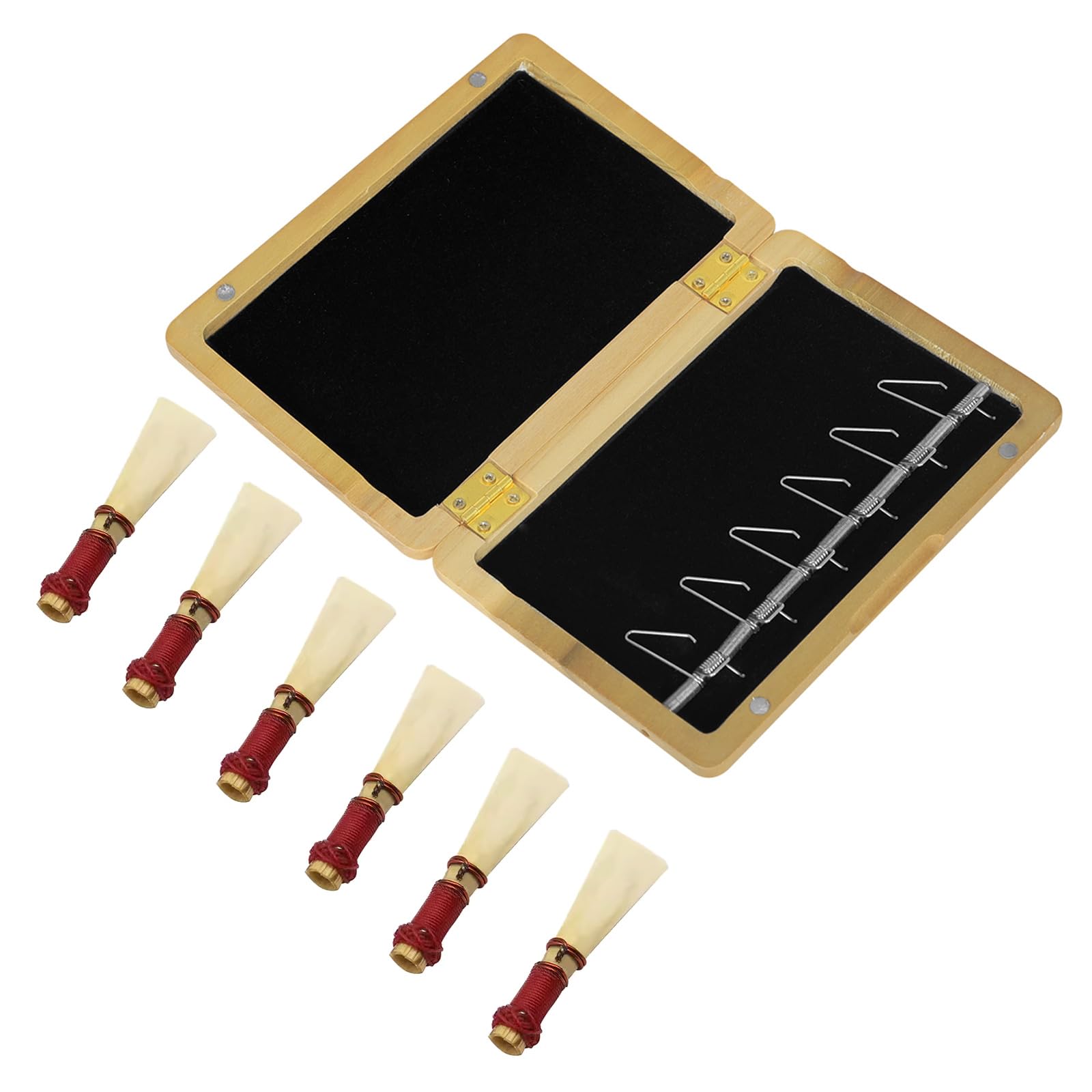 Estuche de pared con placa de resorte para fagot de calidad, capacidad para 6 platos, almacenamiento protector de madera, forro, almacenamiento de placa de resorte para fagot con gancho