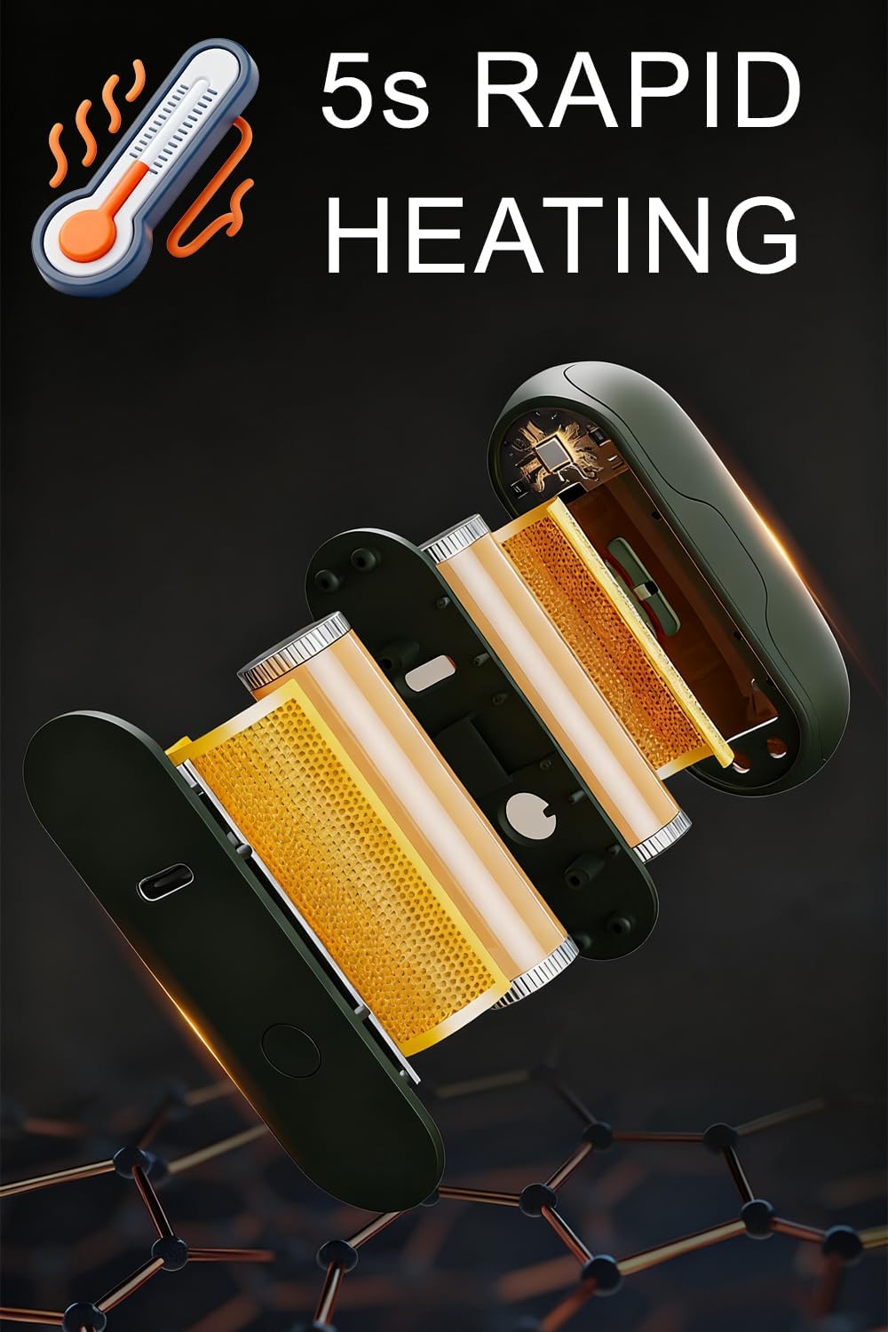 Chauffe-mains magnétiques portables, rechargeable avec station de charge, réglage de la température à 20 vitesses, lampe de poche intégrée, idéal pour les voyages et la randonnée