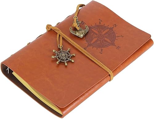 Vista 61 de Diario con tapas de cuero estilo retro, en blanco, con cuerda náutica, gris 7 pulgadas Gris,Negro -,Marrón,Rojo Marrón,Café,Azul oscuro,Verde