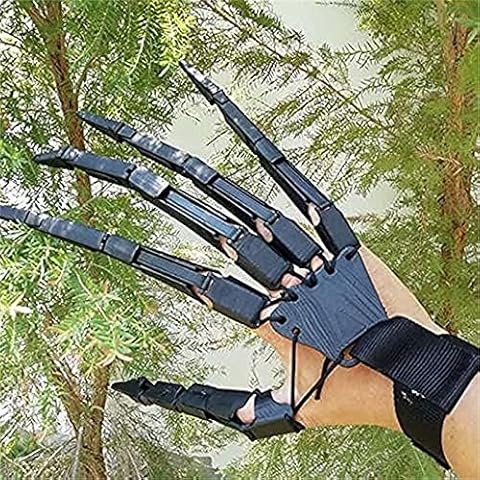 Hyalllife Articulated Finger Extensions Halloween, Extension Gloves Cosplay Claws Extender Wearable Scary Skeleton Bone Claw Hand Reaper Gloves Costume Adult Halloween Decorations (Right-Black) Cover