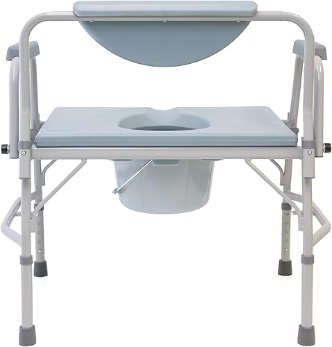 Miniatura 7 de AireMed Cómoda bariátrica con brazo caído y juego de cubeta y tapa de cómoda extra, altura ajustable 3 en 1, asiento de inodoro elevado y riel de