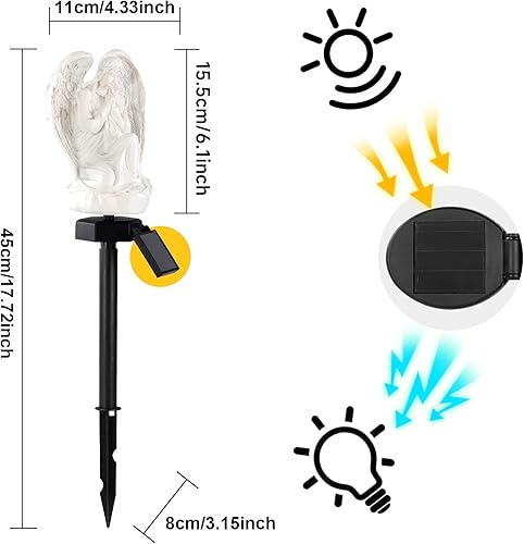 Miniatura 8 de Luz LED solar de jardín con estaca, decoración impermeable al aire libre para decoración de pasarela, patio, fiesta, ángel blanco
