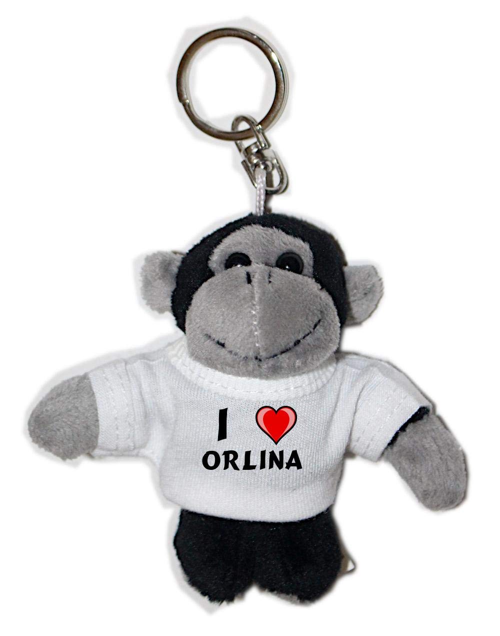 Monkey Plush Keychain with I Love Orlina (first name/surname/nickname)