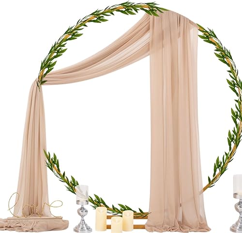 Miniatura 4 de Socomi Tela drapeada de arco de boda de 29 pulgadas x 20 pies, 2 paneles de cortinas transparentes para exteriores, cortinas extralargas para boda,