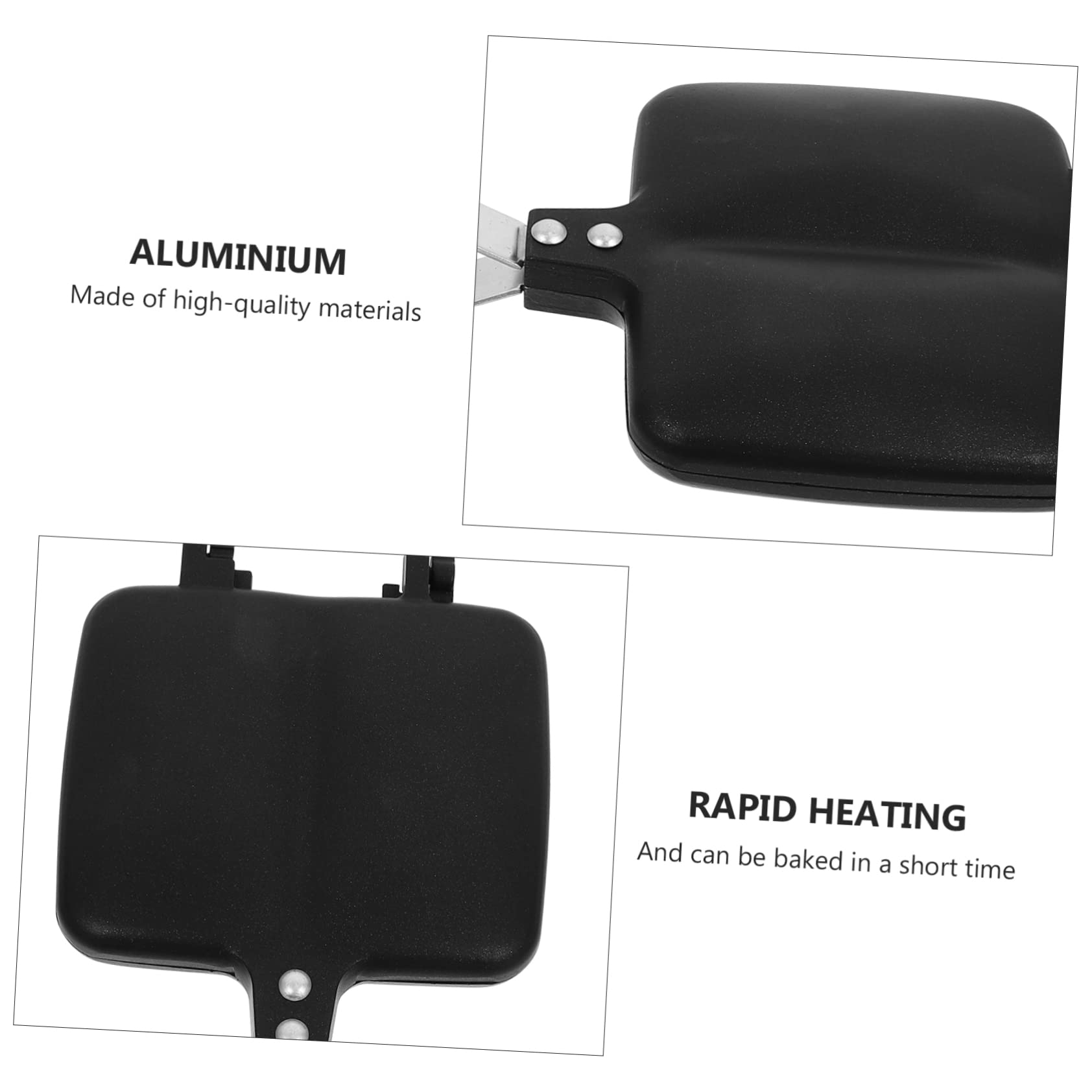 Aluminium Sandwich Backform mit Antihaftbeschichtung Doppelseitige Bratpfanne für Toaster und Brot Vielseitig in Küche Einsetzbar Schwarz und Robust