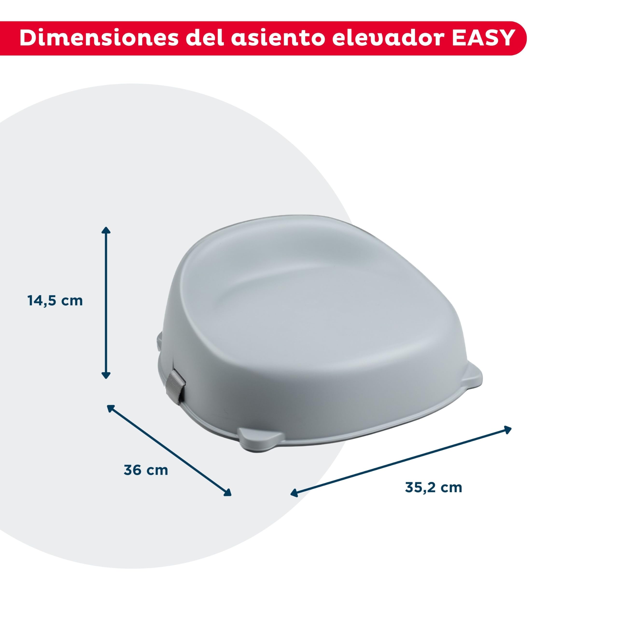 Thermobaby - Elevador de silla EASY - Elevador - Para niños de 3 a 6 años (o hasta 30 Kg) - Cómodo - Ligero y transportable - Fácil de instalar - Gris Charme - Fabricado en Francia
