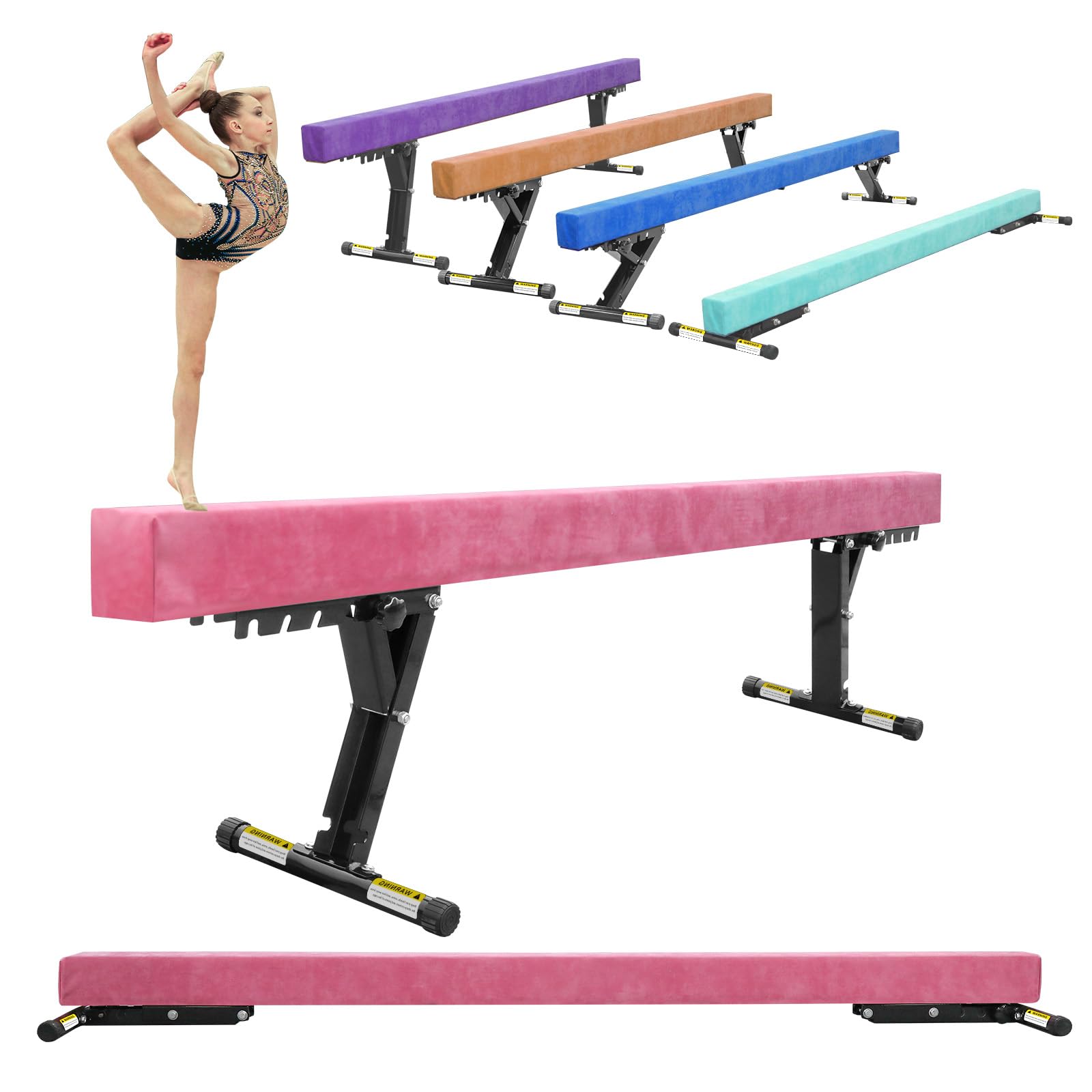 Barra de Equilibrio para niños, Plegable, 244 cm, 5 Alturas Ajustables, bajo, Barra de Equilibrio para casa, Entrenamiento en Interiores y Exteriores, con Pierna