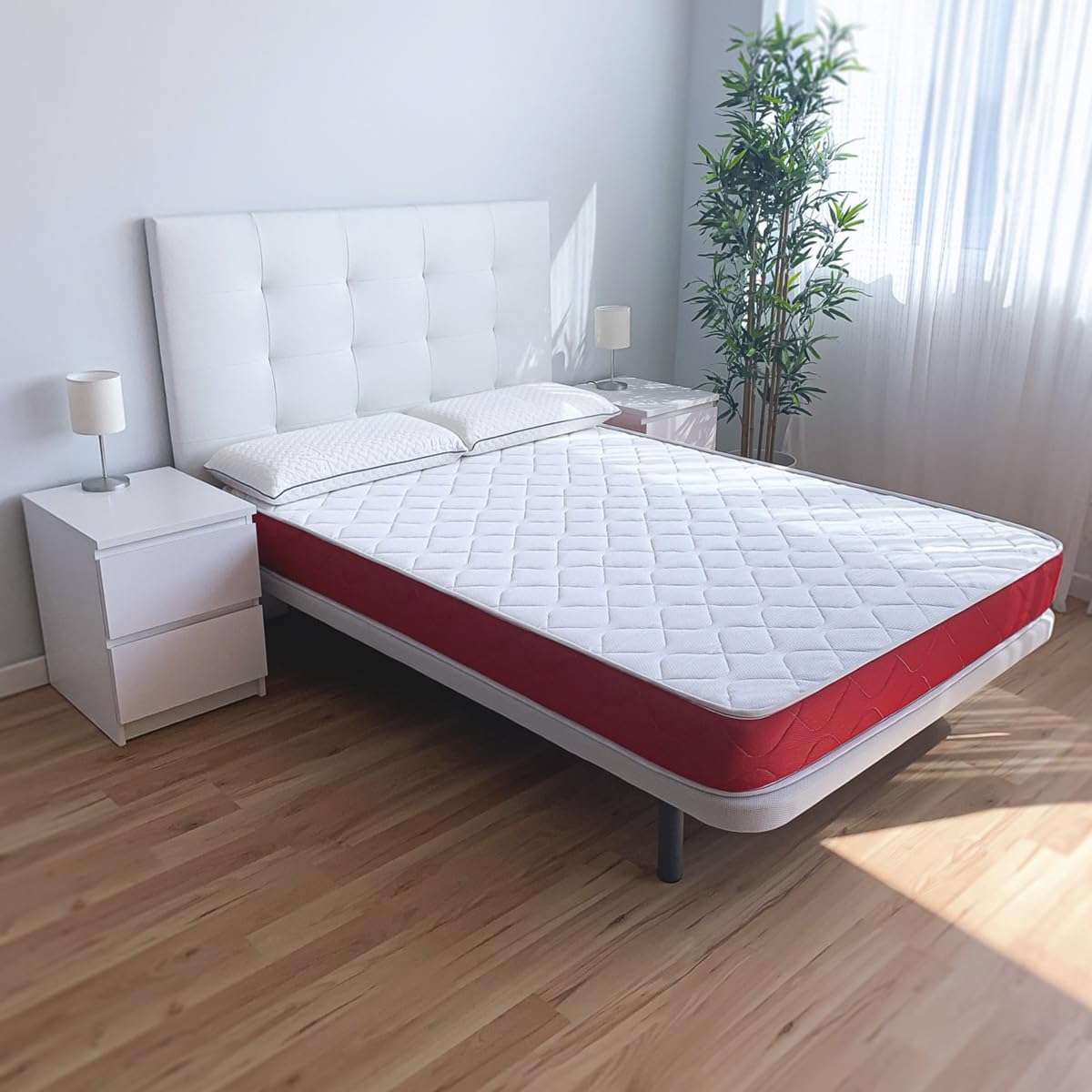 amuéblate Online - Colchón Viscoelástico Visco Red Reversible, Firmeza-Dureza Media-Alta, Grosor 20cm, Antiácaros, Antibacerias e Hipoalergénico, 90x190