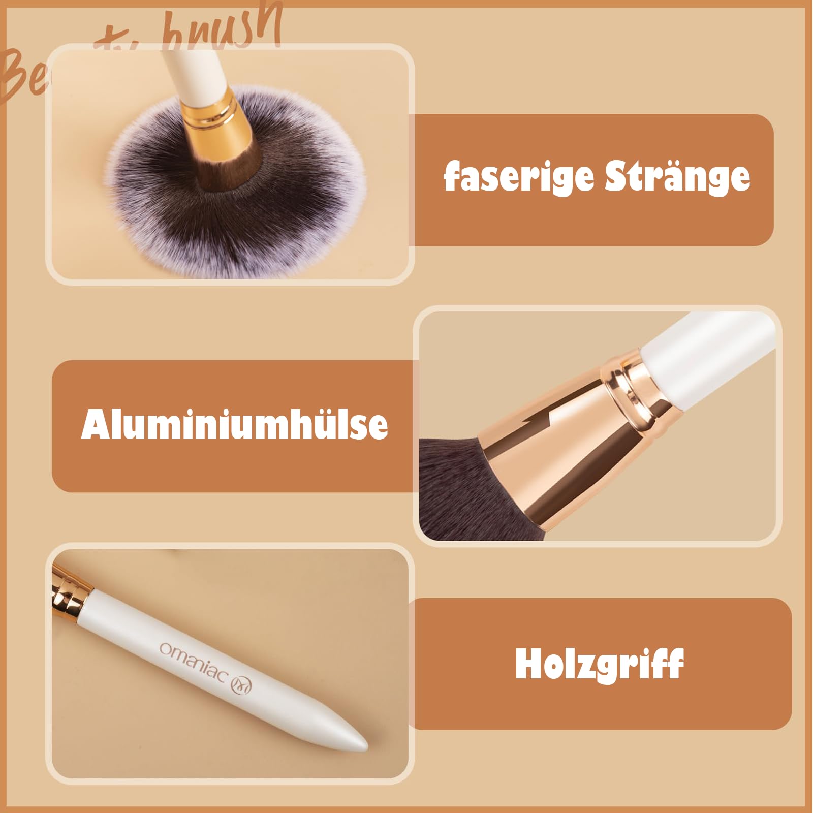 OMANIAC Juego de 12 brochas de maquillaje, de alta calidad, hechas de fibras sintéticas duraderas, pinceles de maquillaje profesionales para el día a día o de viaje (blanco)