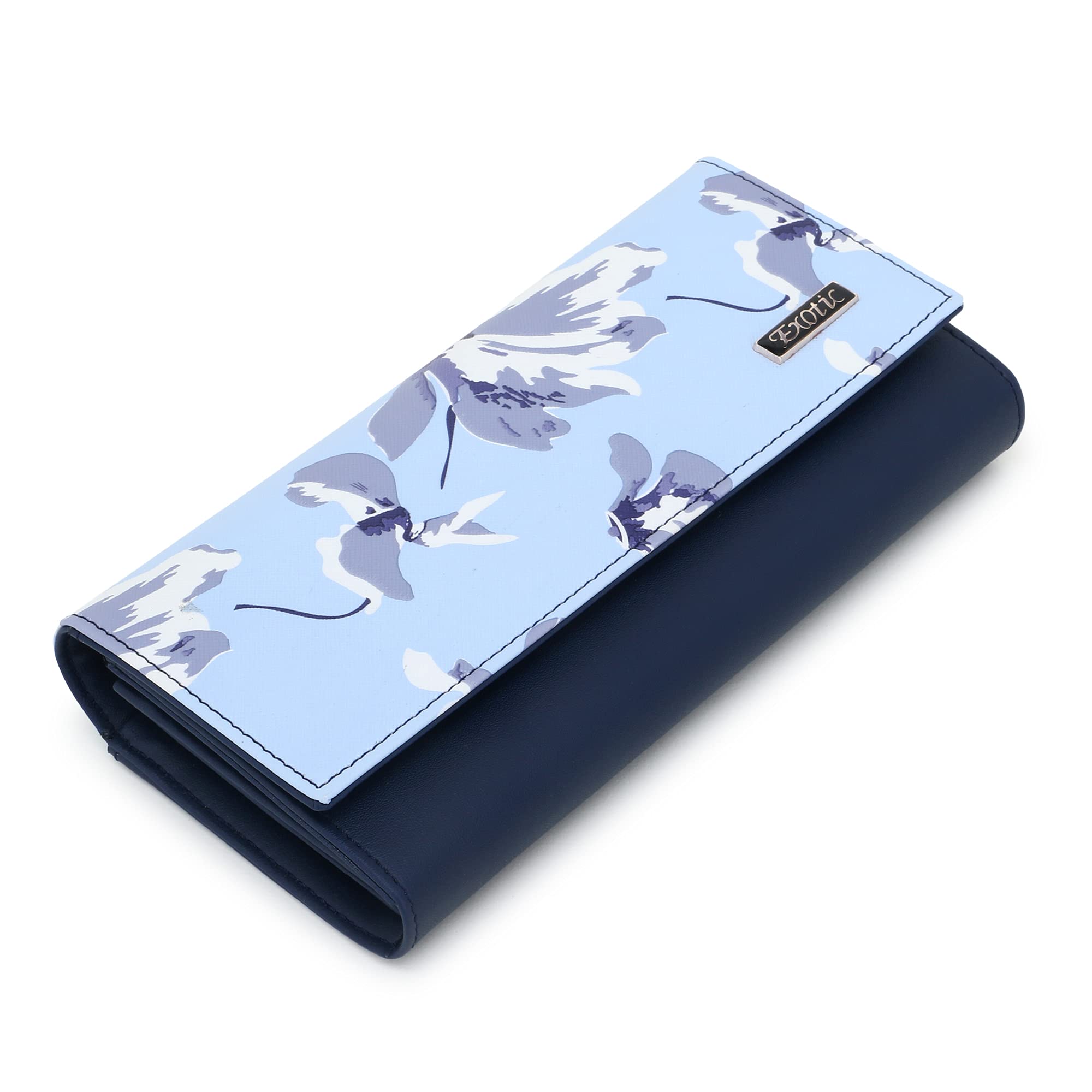 EXOTICFloral Print Wallet, Blue, S, Wallet