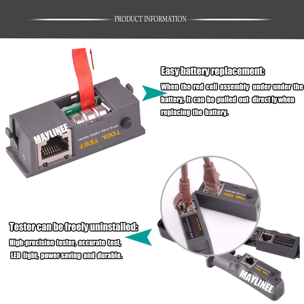 Leatbuy – Kit d'outils de sertissage CAT5/CAT6/RJ45 professionnel pour Ethernet, pince à dénuder, sertisseur, testeur de câble LAN (jaune)