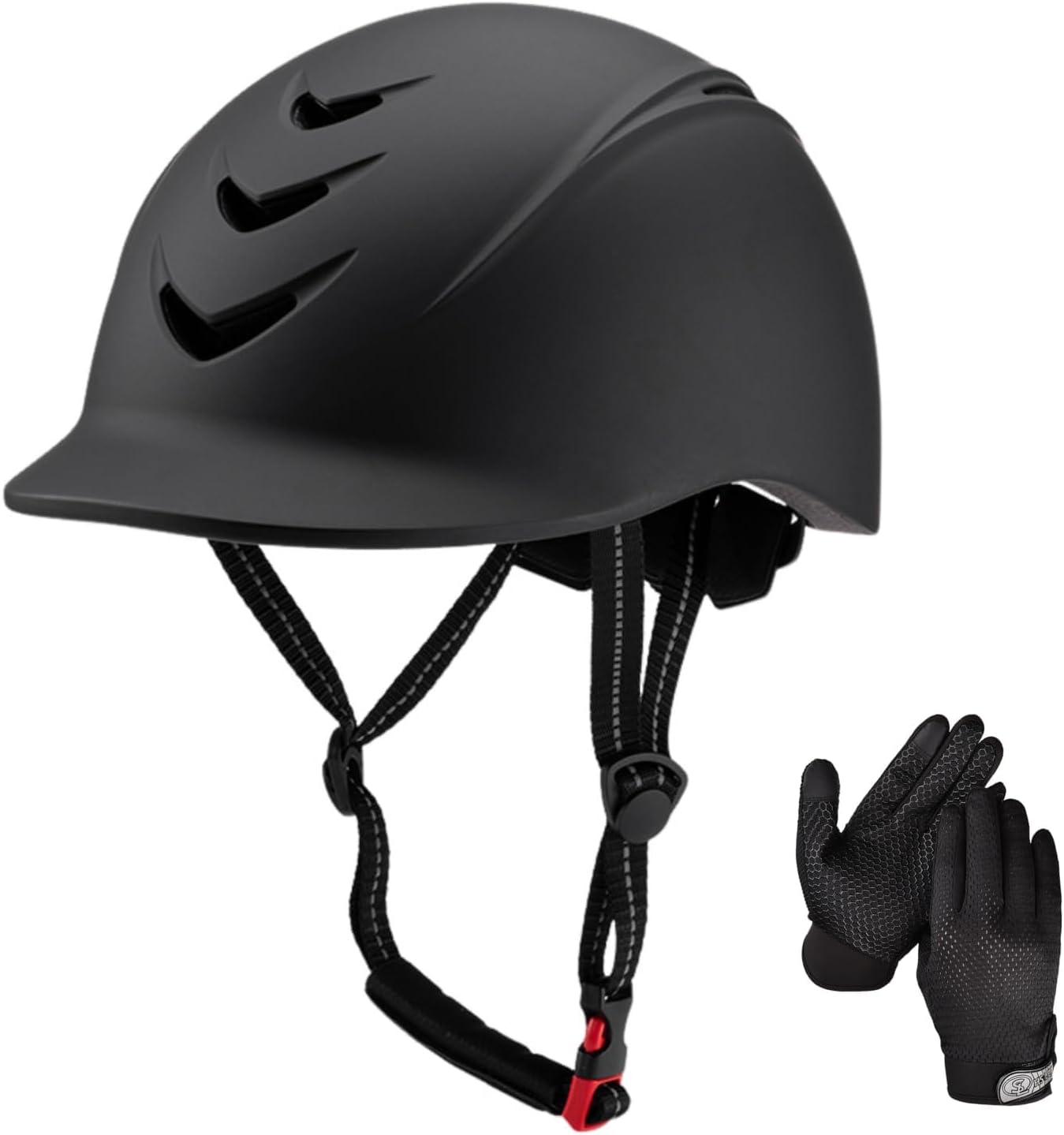 Equestrian Set - Helmet and Gloves for Horseback Riding and Training - Horse Riding Safety Gear Helmets Equestrian Equi-Pro Gear Gloves, Medium Size