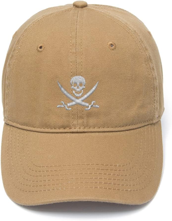 Men's Baseball Caps Pirate Skull Jolly Roger Embroidered Dad Hat Washed Cotton Adjustable Embroidery Cap
