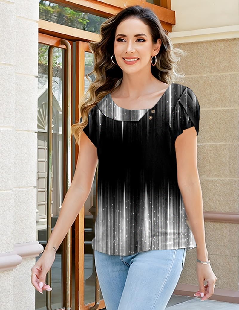 ETCYY NEW Womens Summer Tops Petal Sleeve Blouses for Women Dressy Casual Square Neck Tunic Shirts - Image 5