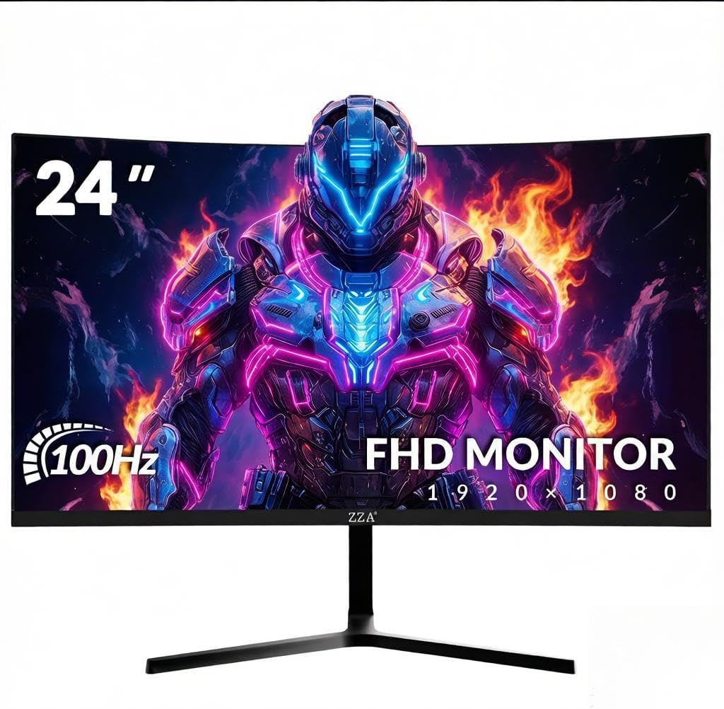 ZZA 24 Inch Curved Gaming Monitor,...