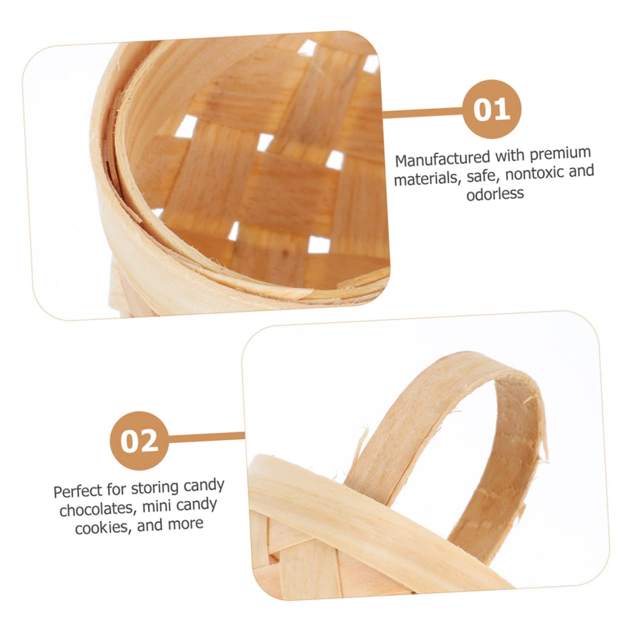 Cabilock 4pcs Handwoven Baskets Decorative Wooden Candy Baskets for Weddings Parties and Picnics Lightweight Stylish and Easy to Carry for Sharing Treats