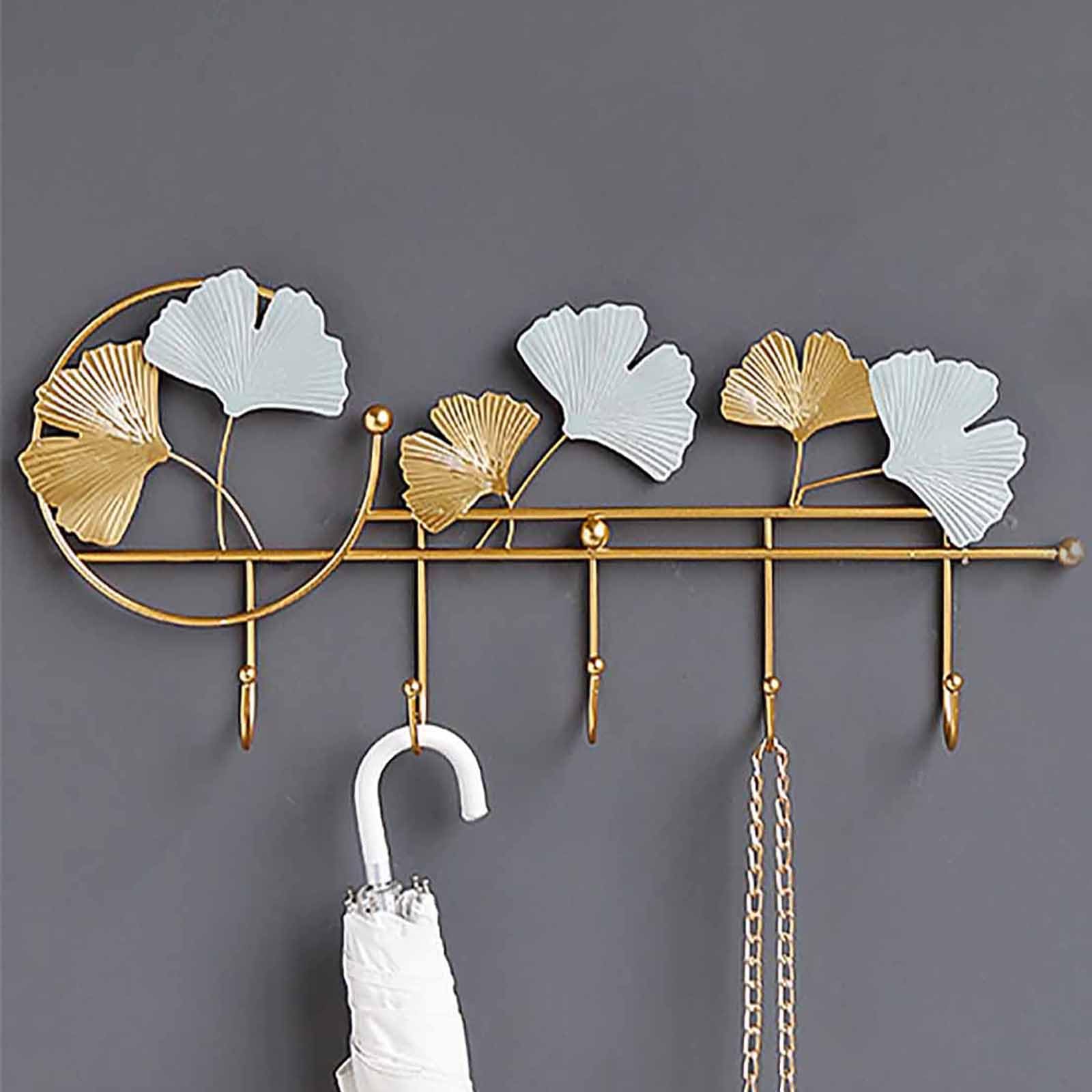 2 ganchos decorativos de pared, gancho para colgar en la pared, adecuado para dormitorio, sala de estar, pasillo, decoración de pared, colgante de porche, percha, dorado