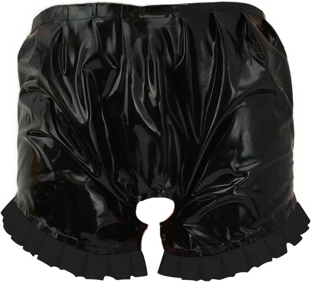 Shorts Latex Look Adult Costume for Role Play PVC Patchwork Shorts Bodycon Bottoms Customizable