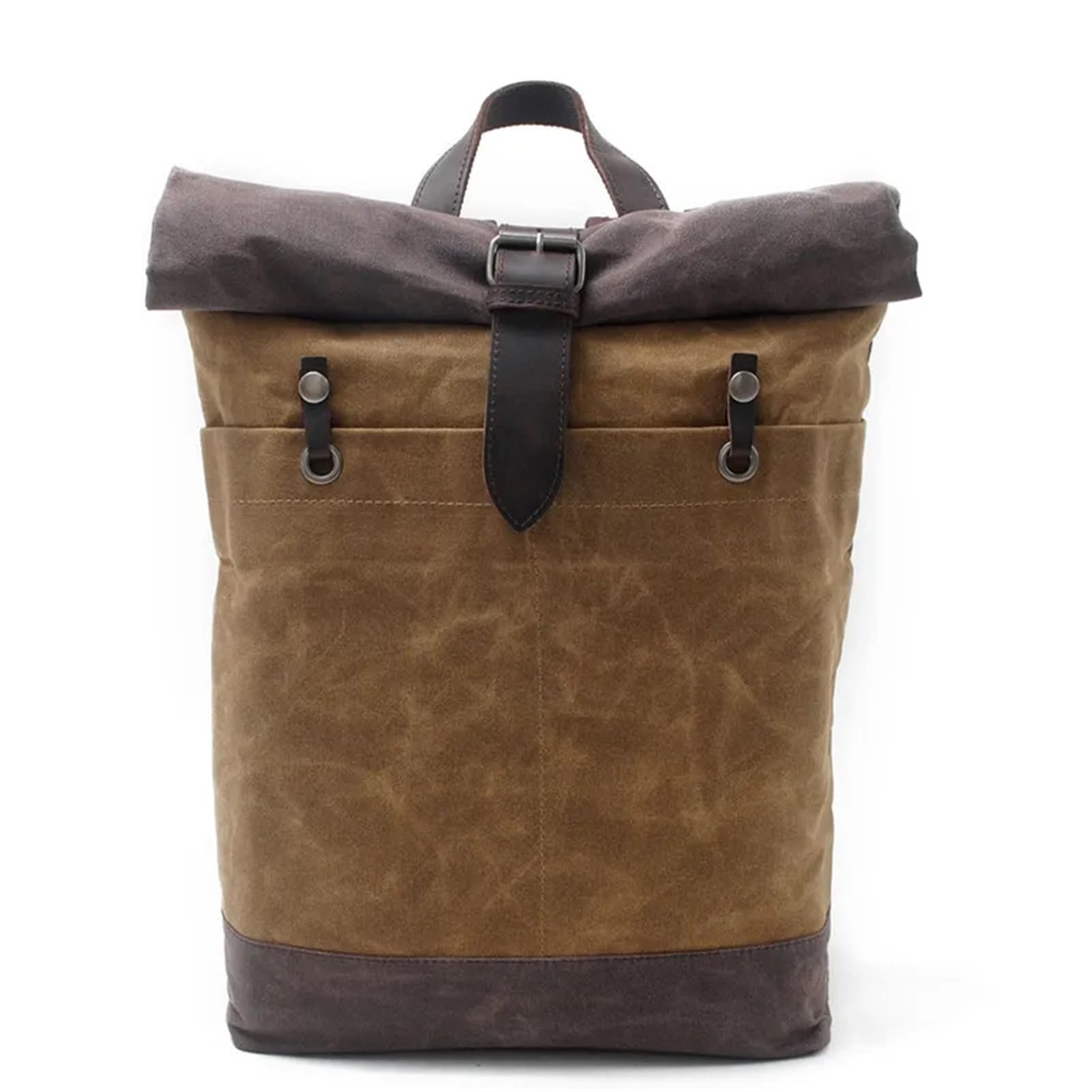 Mochila de lona for hombre, mochila viaje enrollable, impermeable for estudiantes universitarios, for ordenador portátil para Mochila Enrollable(Khaki)