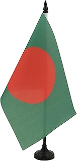 AZ FLAG Bangladesh Table Flag 5'' x 8'' - Bangladeshi Desk Flag 21 x 14 cm - Black plastic stick and base