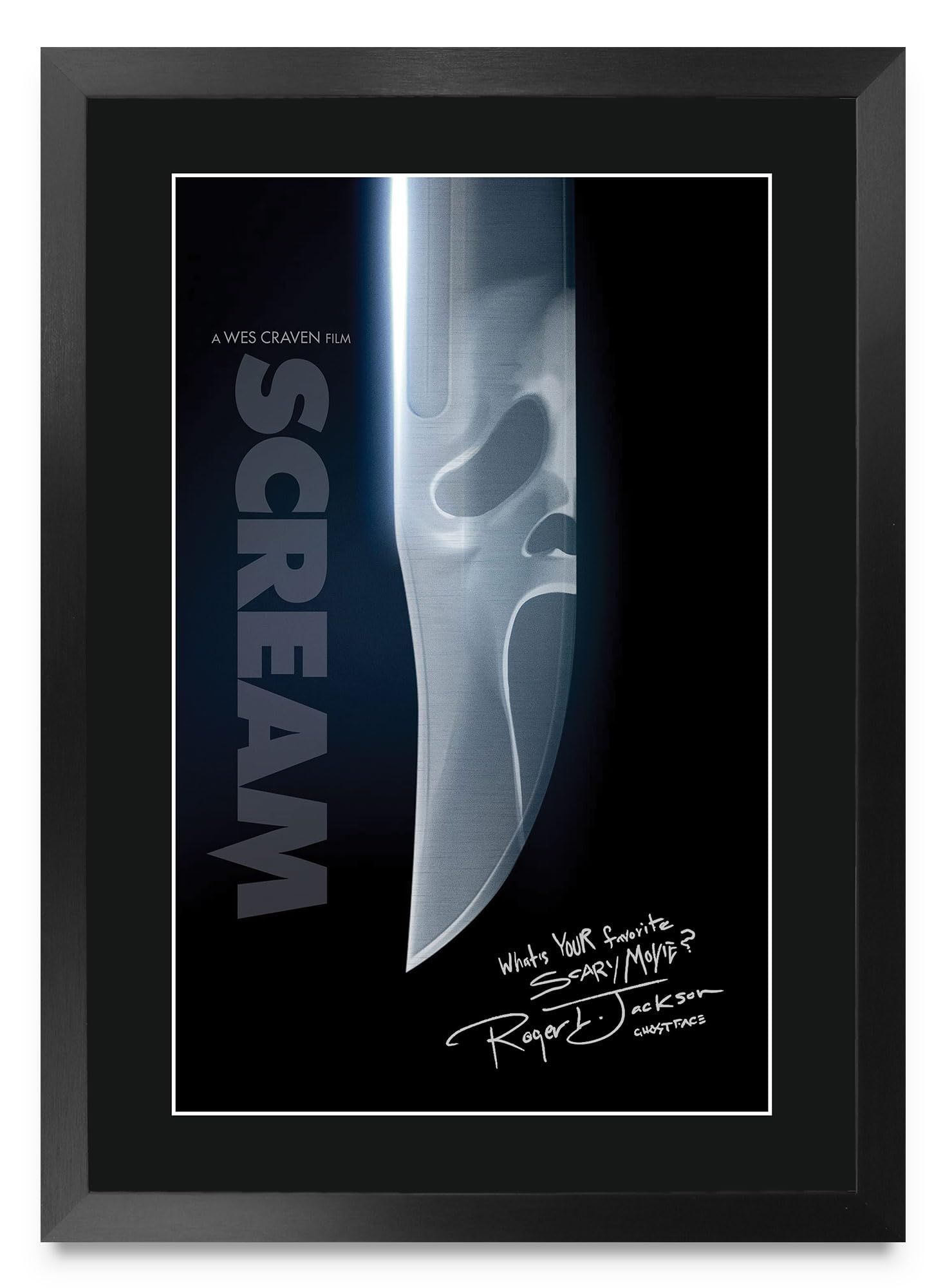 HWC Trading Roger L Jackson Scream Ghostface Gifts Printed Signed Autograph Picture for Movie Memorabilia Fans - A3 Framed (ID-006205)
