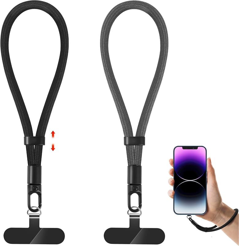 Cordón para teléfono, paquete de 2 correas ajustables para teléfono celular, correa para muñeca de mano con pestañas de sujeción para teléfonos inteligentes