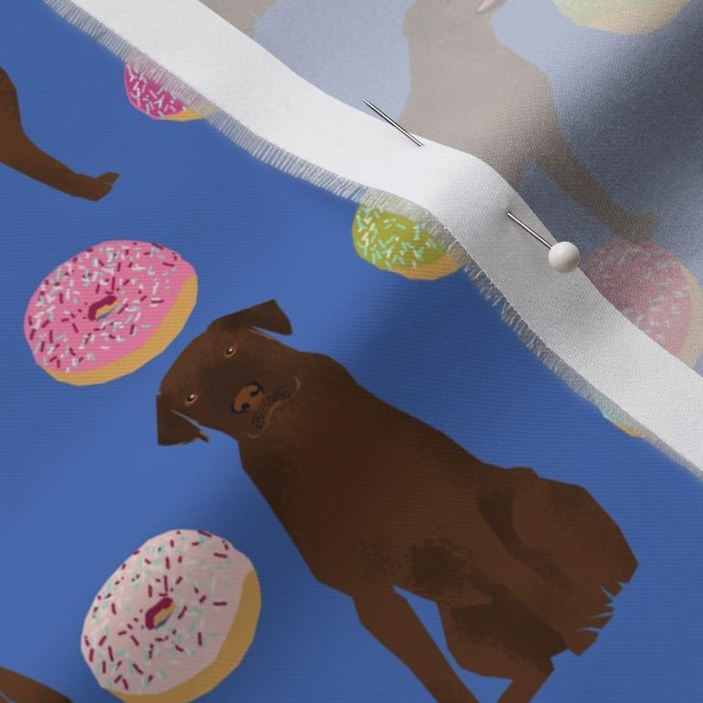 Spoonflower Fabric - Chocolate Labrador Retriever Lab Dogs Cute Donuts Funny Food Foods Printed on Organic Cotton Sateen Fabric by The Yard - Sewing Quilting Apparel Home Decor