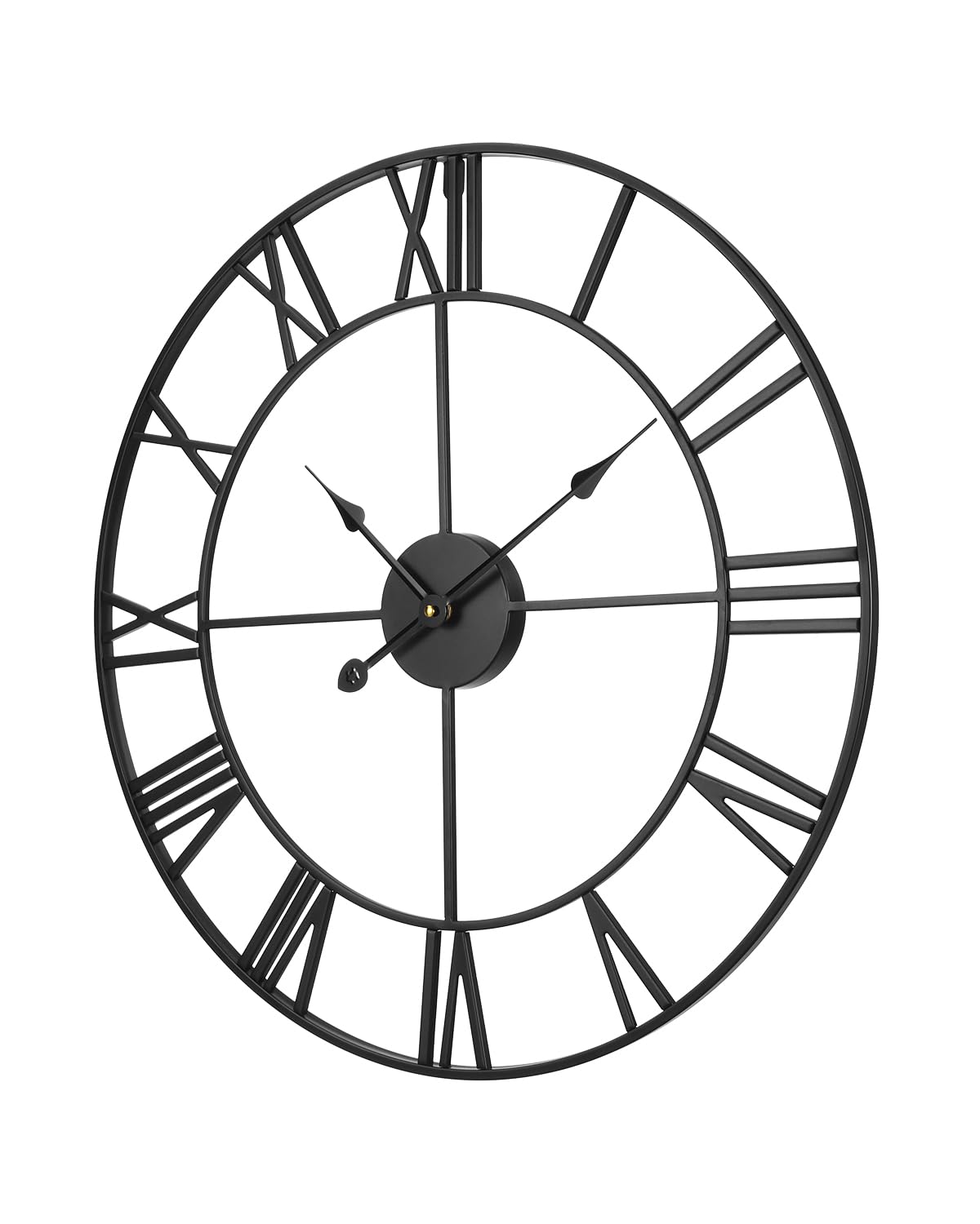 VEVOR Reloj de pared grande, reloj de pared de 24 pulgadas, números romanos, funciona con pilas, silencioso, clásico, decorativo, redondo, para sala de estar, dormitorio, oficina, cocina, comedor,
